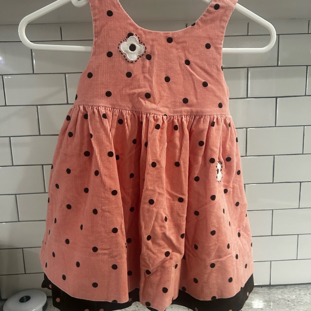 Florence Eiseman Pink Corduroy Polka Dot Dress – Size 2T